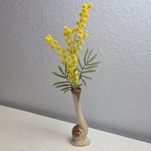 Vintage Frankoma MCM Snail Bud Vase Ceramic Brown Cream Speckled Glaze Pottery